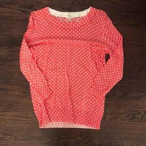 Lightweight coral and white JCREW sweater size xs